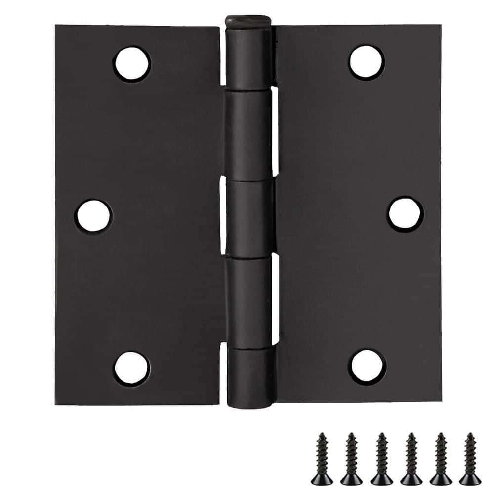 Matte Black Steel Square Corner Door Hinges 3-Pack