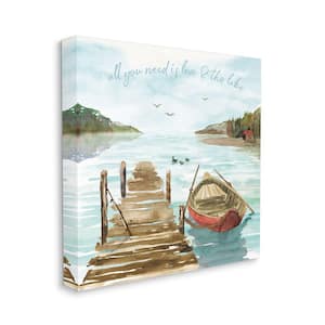 Love and The Lake Sentiment Boat Dock Landscape by Dina June Unframed Print Nature Wall Art 30 in. x 30 in.