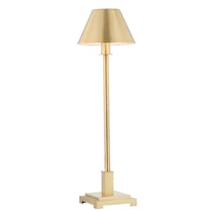 Roxy 26 in. Brushed Brass Metal Shade Table Lamp