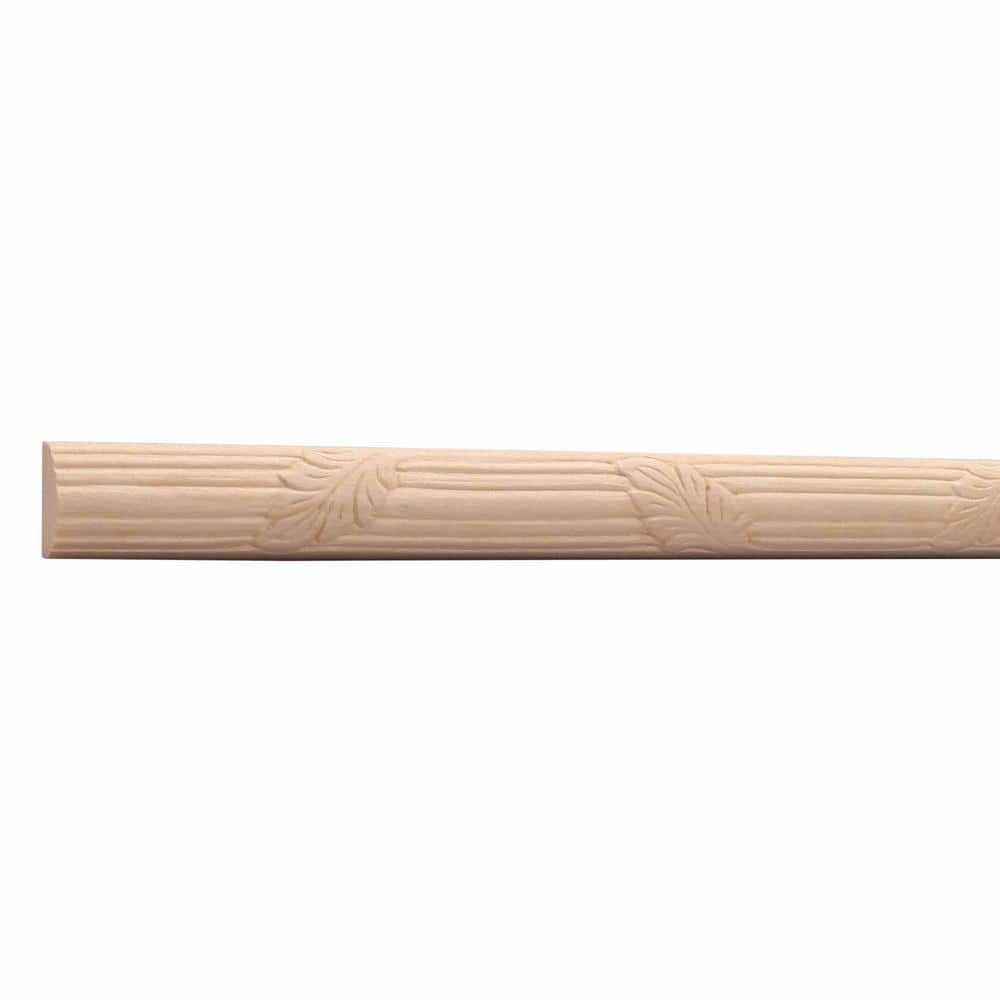 47.5" Unfinished White Hardwood Leaf Chair Rail Moulding