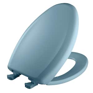 Soft Close Elongated Plastic Closed Front Toilet Seat in Twilight Blue Removes for Easy Cleaning and Never Loosens
