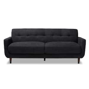 Allister 79.9 in. Dark Gray Fabric 3-Seater Cabriole Sofa with Square Arms
