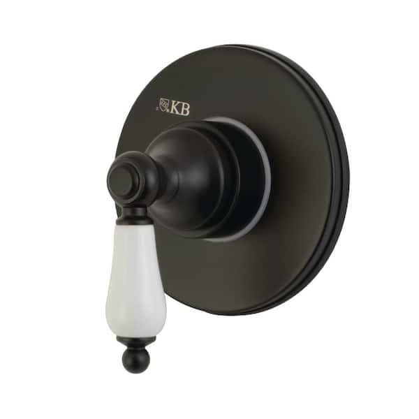 Single-Handle 1-Hole Wall Mount Three-Way Diverter Valve with Trim Kit in Matte Black