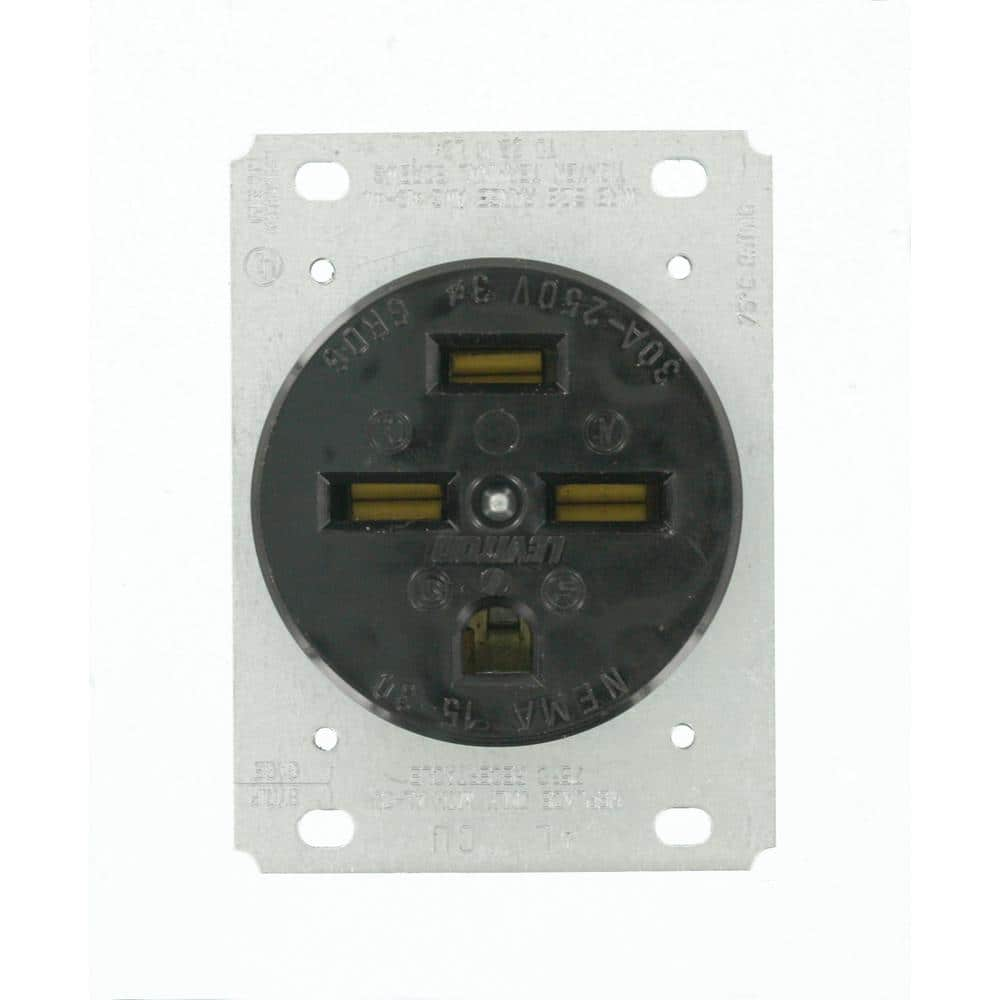 Leviton 30 Amp 250-Volt Flush Mounting Grounding Outlet, Black 8430 ...