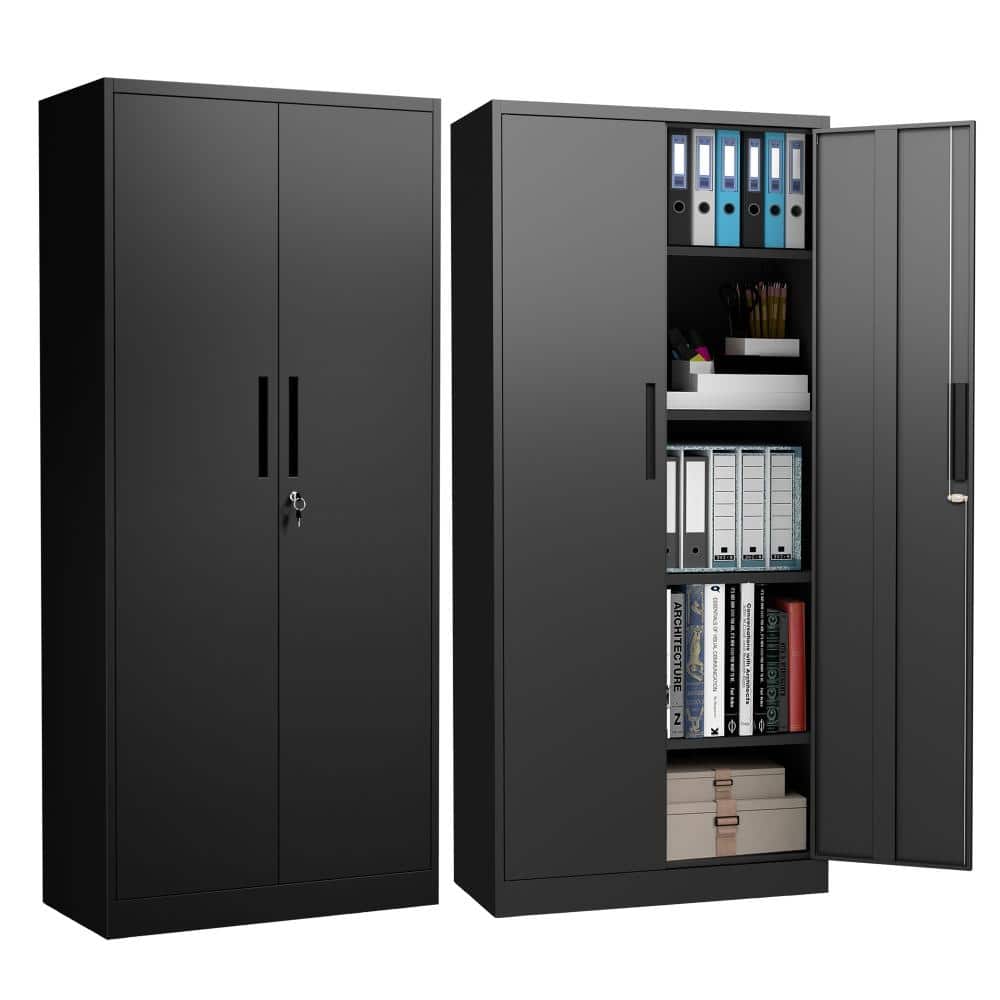 4-Drawer Black Metal 31.5 in. W Vertical File Cabinet with Locking Doors and Adjustable Shelves price history on PriceWatchPro