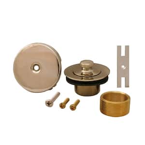 Lift and Turn Bath Tub Drain Conversion Kit with 1-Hole Overflow Plate in Polished Nickel
