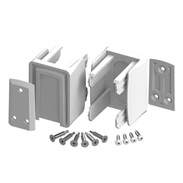 3 in. x 3 in. x 3 in White Vinyl Fence Slidelock Bracket Kit