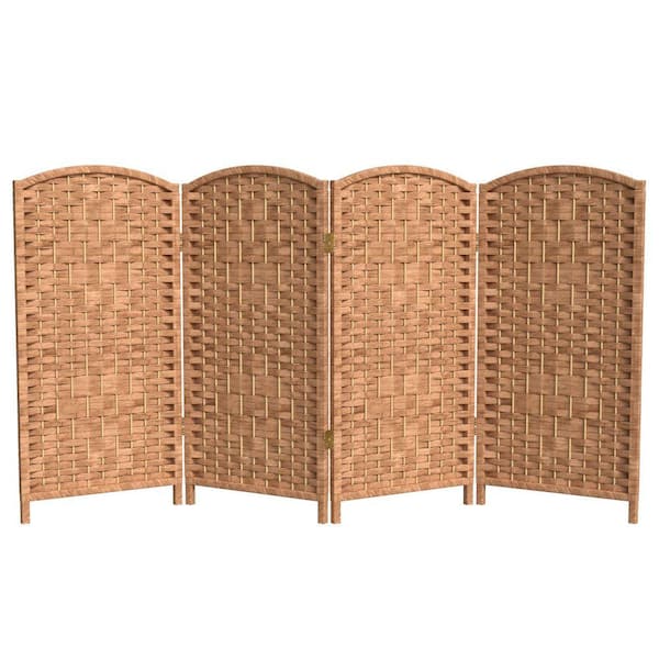 3 ft. Short Diamond Weave Fiber Folding Screen - Natural - 4 Panel