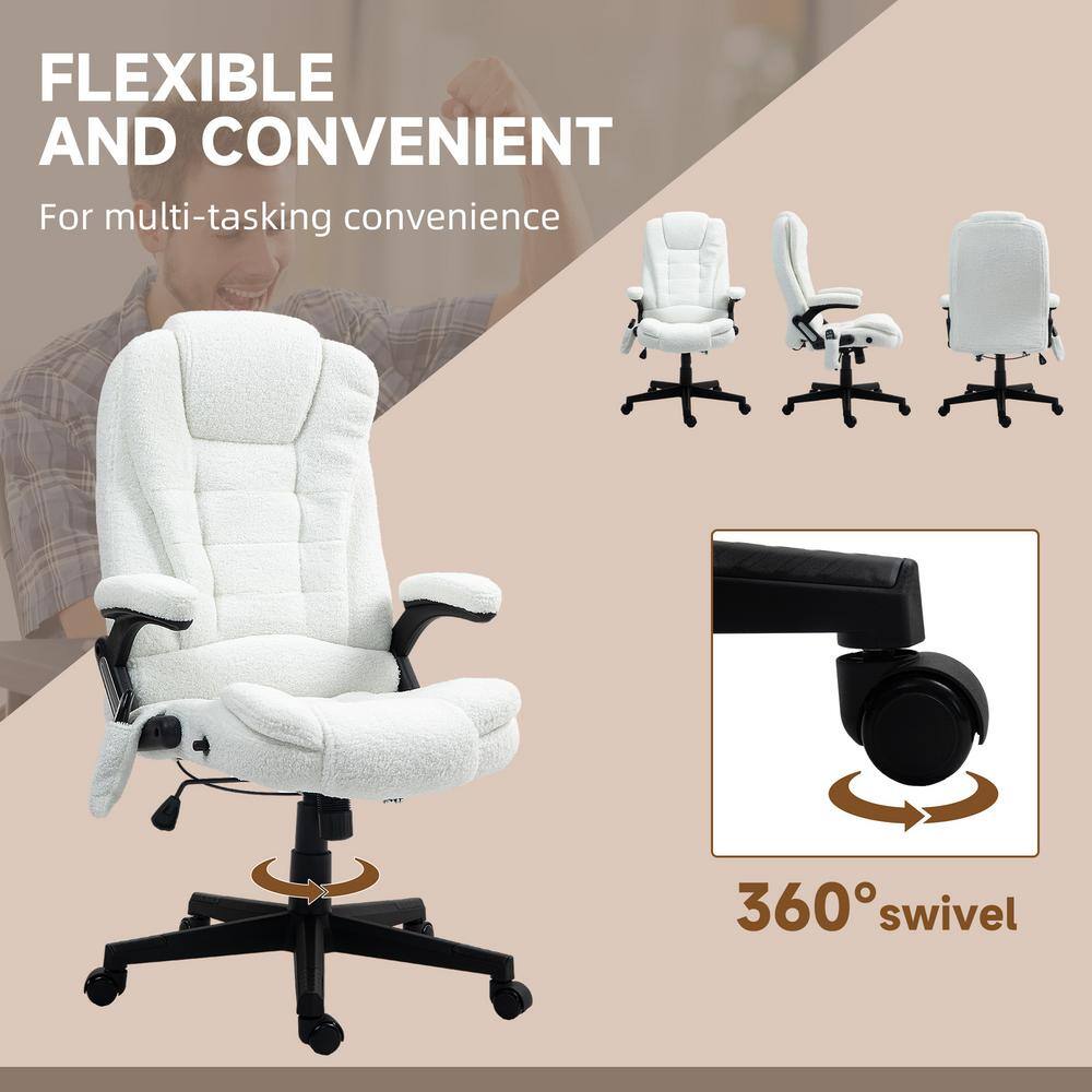 White High Back Swivel Executive Chair with Massage and Heat