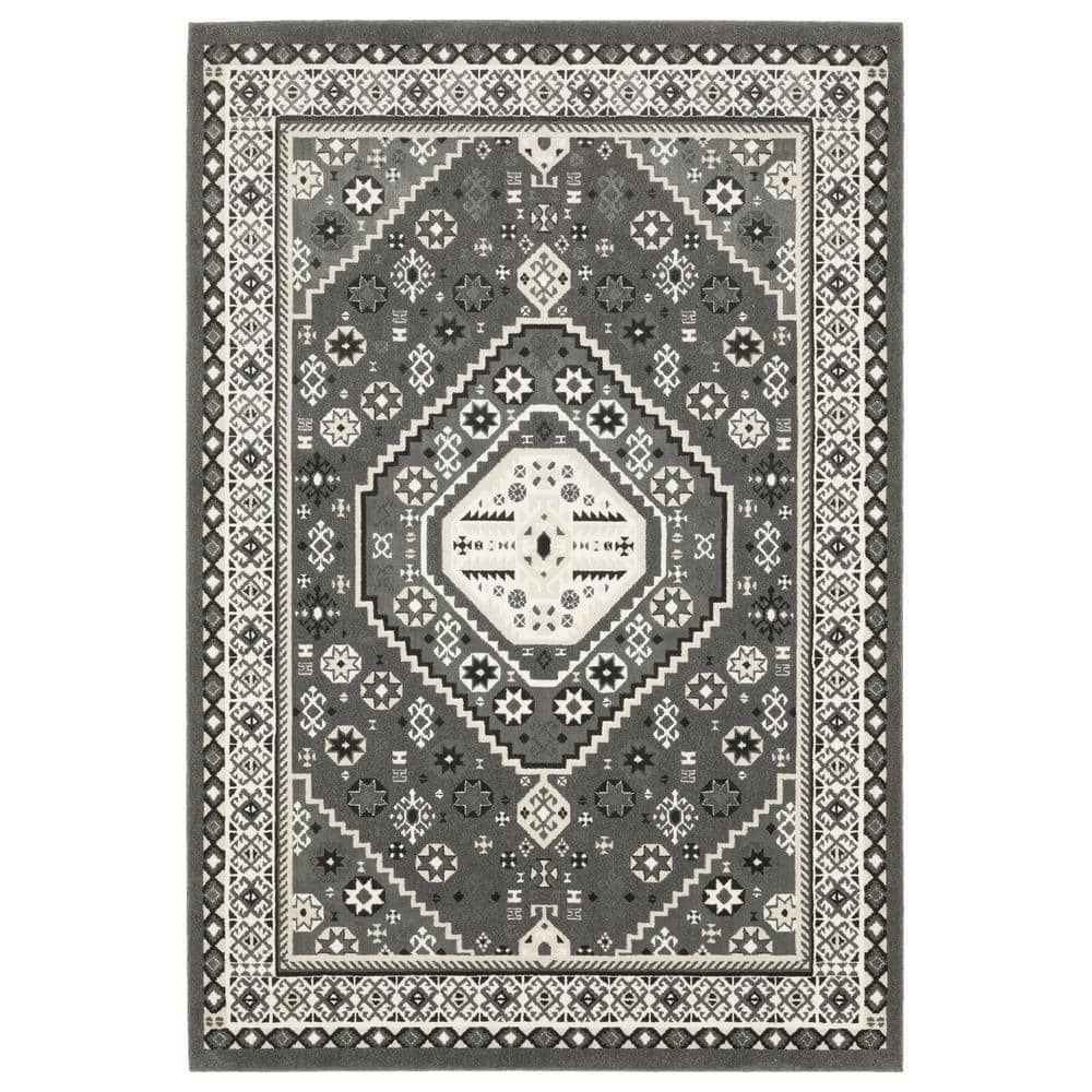 Rayder Gray/Ivory 10 ft. x 13 ft. Tribal Center Medallion Polypropylene/Polyester Indoor Area Rug price history on PriceWatchPro
