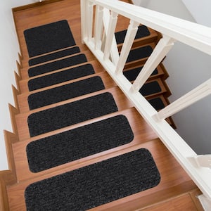 Diego Dark Grey 31 in. x 31 in. Solid Non-Slip Rubber Back Stair Tread Cover (Landing Mat)