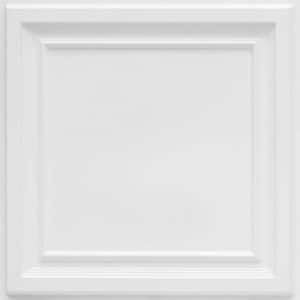 Galleria White Matte 2 ft. x 2 ft. PVC Faux Tin Glue Up or Lay In Ceiling Tile (40 sq. ft./case)