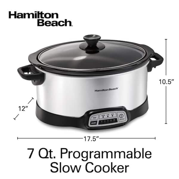 Hamilton Beach 7 Qt. Programmable Stainless Steel Slow Cooker with Built-In  Timer and Temperature Settings 33473G - The Home Depot