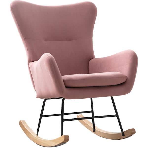 Pink Modern Rocking Chair Boyel Living Pink Modern Rocking Chair, Leisure Sofa Glider Chair with ...
