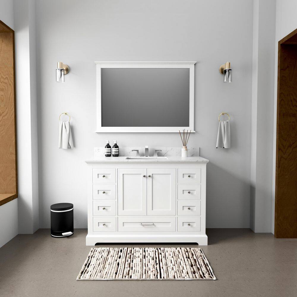 Dukes 48" White Marble Top Single Vanity with Sink