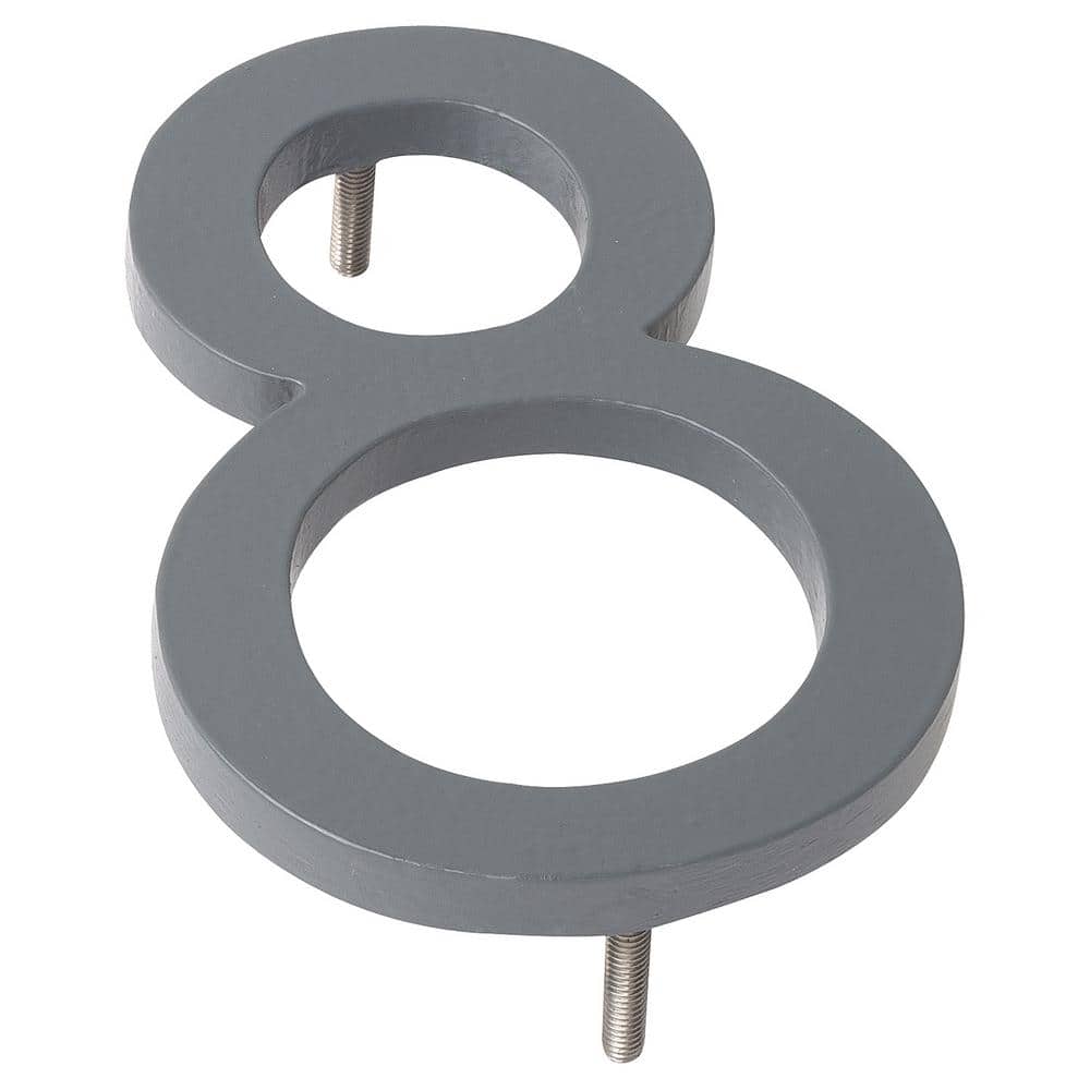 4 in. Gray Aluminum Floating or Flat Modern House Number 8 product image for price tracking