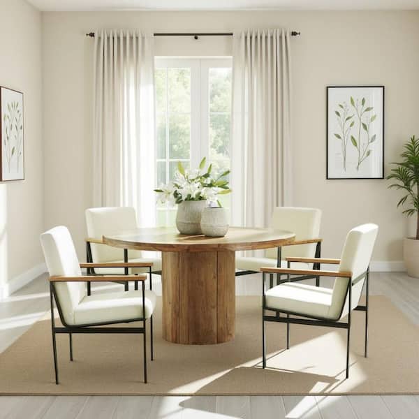 Donni Natural Brown Wood 54 in. 4 Legs Dining Table Seats 4