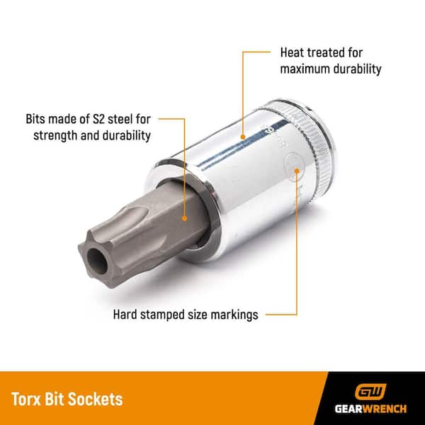 1/4 in., 3/8 in. and 1/2 in. Drive Torx Press Fit Bit Socket Set (13-Piece)