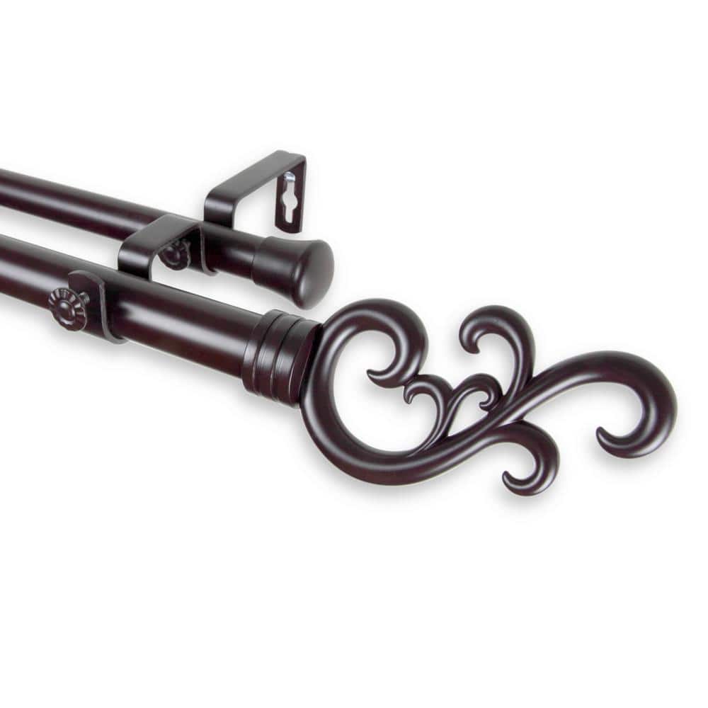 Madeline 160 in. - 240 in. Adjustable 1 in. Dia Double Curtain Rod in Mahogany price history on PriceWatchPro