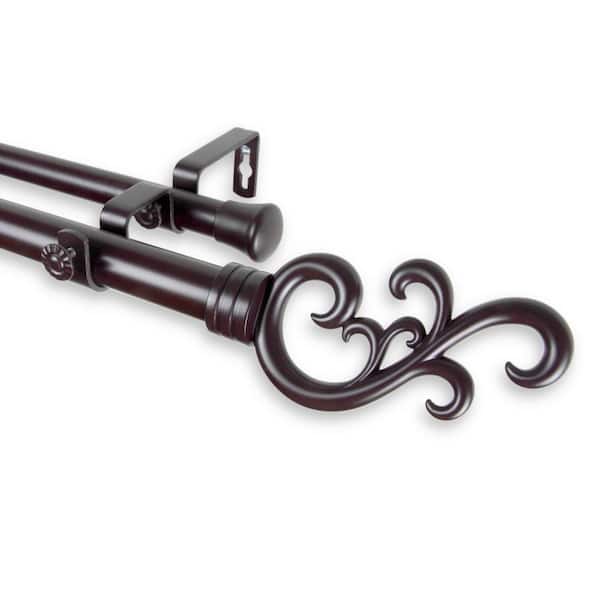 Rod Desyne Madeline 160 in. - 240 in. Adjustable 1 in. Dia Double Curtain Rod in Mahogany