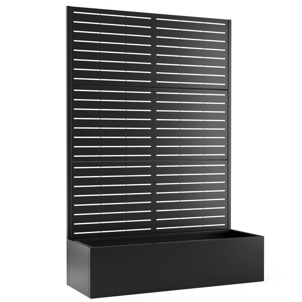 "71""x47""x16"" Raised Garden Bed with Trellis, Metal Planter Box with Trellis, Outdoor Planter Box, Black-Louvered" price history on PriceWatchPro