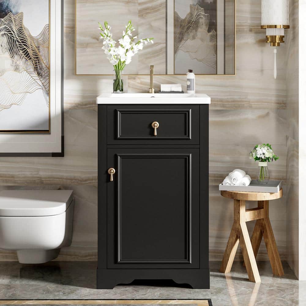 20 in. Bathroom Vanity with Ceramic Sink Ideal for Small Bathrooms in Black price history on PriceWatchPro