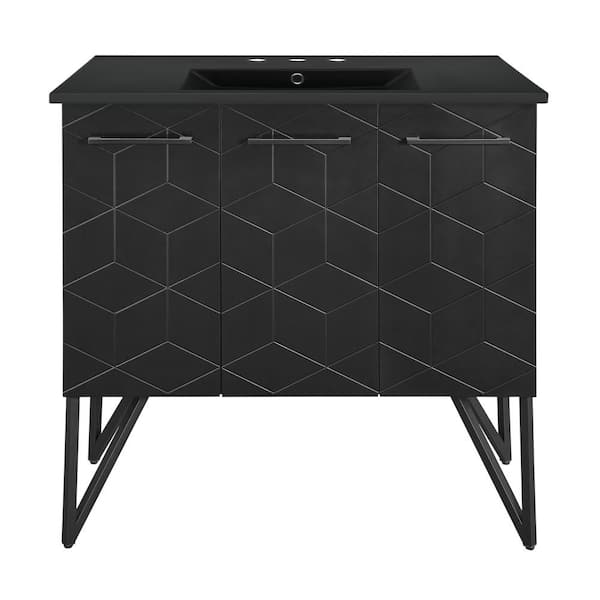 Swiss Madison Annecy 36 in. W Phantom Black Bathroom Vanity with Black, 3-Hole Ceramic Sink Top