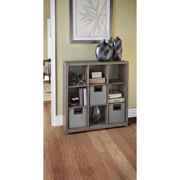 39.13 in. H x 37.4 in. W x 11.61 in. D Light Brown Wood Look 9-Cube Organizer