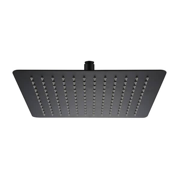 1-Spray Pattern with 2.5-GPM Square 12 in. Ceiling Mount Rain Fixed Shower Head in Matte Black