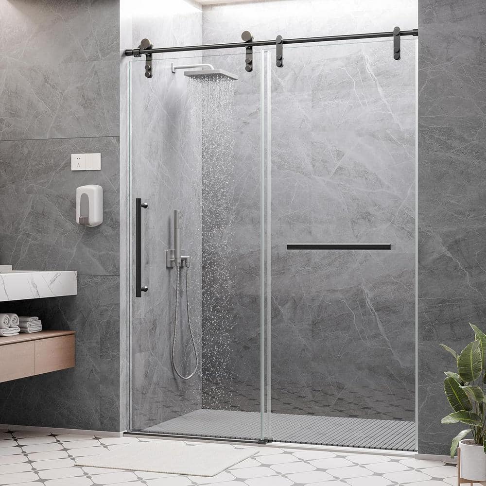 56-60 in.W x 76 in.H Sliding Frameless Glass Shower Door, with Handle and Seal Strip, Stylish and Modern, Black price history on PriceWatchPro