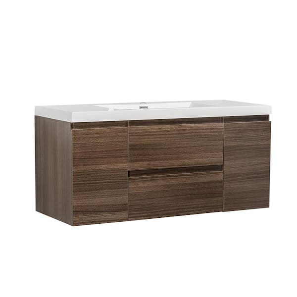 WELLFOR 47.2 in. W x 18.9 in. D x 22.5 in. H Bath Vanity in Gray Oak with White Vanity Top with White Basin