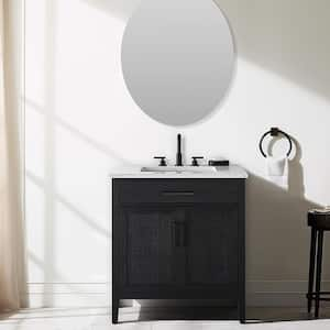 Cove 30 in. W Bath Vanity in Black Oak with Engineered Stone Top in Carrara White with White Sink