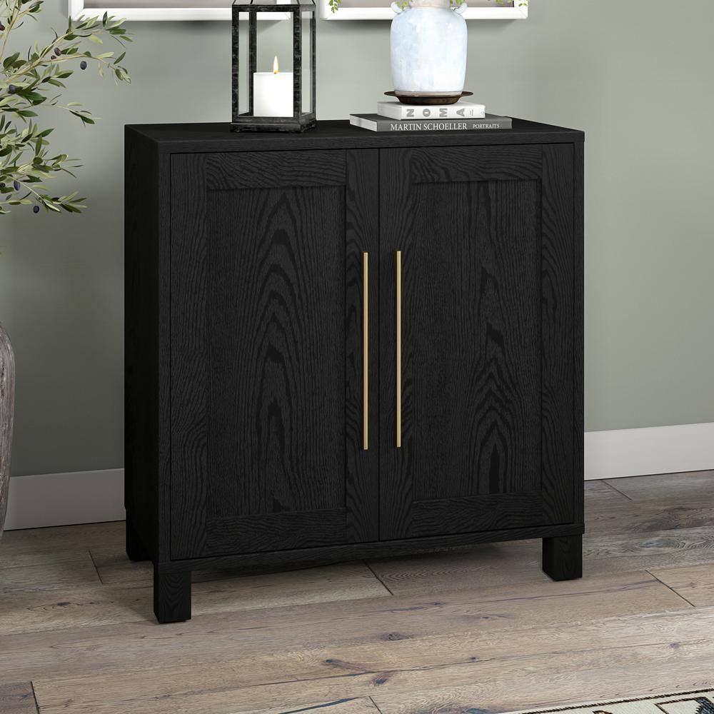 Black Grain MDF Rectangular Office Accent Cabinet