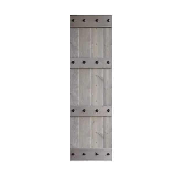 COAST SEQUOIA INC Castle Series 24 in. x 84 in. Light Gray DIY Knotty Pine Wood Sliding Barn Door Slab