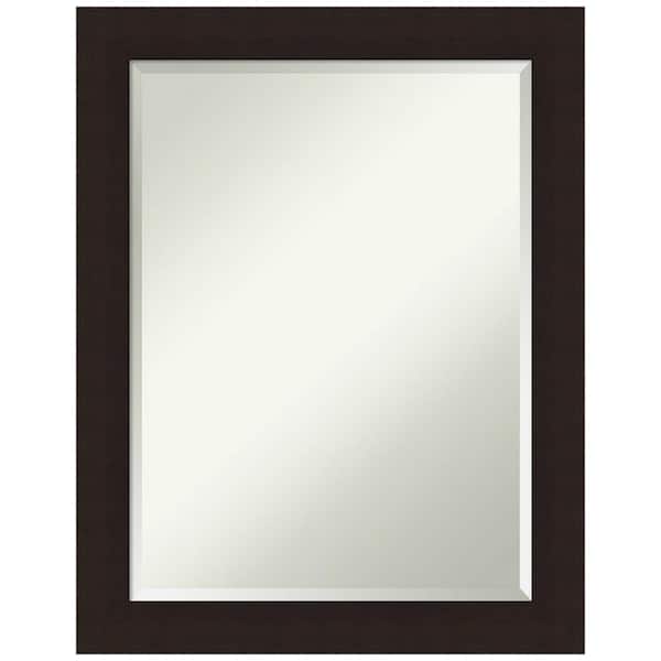 Amanti Art Carlisle Espresso 22 in. W x 28 in. H Wood Framed Beveled Wall Mirror in Brown