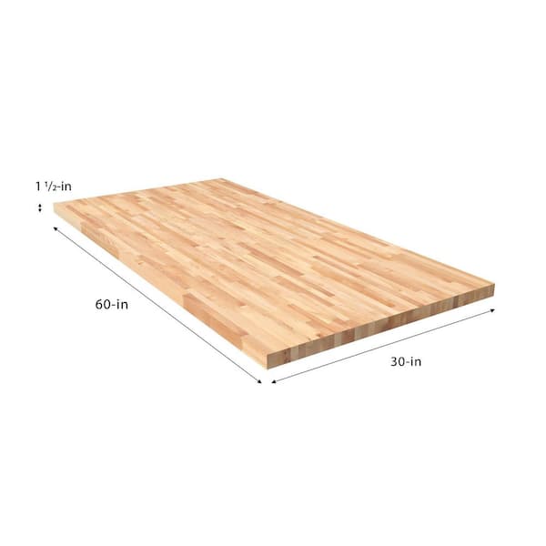 5 ft. L x 30 in. D Unfinished Maple Solid Wood Butcher Block Desktop Countertop With Square Edge