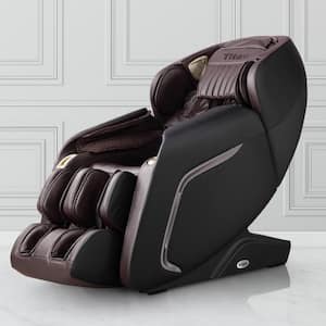 Cosmo Brown Faux Leather Reclining 2D Massage Chair with Voice Recognition and Bluetooth Speakers