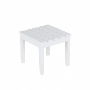 Shoreside White Square HDPE Plastic 18 in. Modern Outdoor Side Table