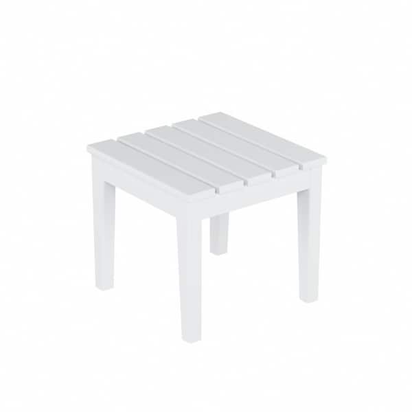 WESTIN OUTDOOR Shoreside White Square HDPE Plastic 18 in. Modern Outdoor Side Table