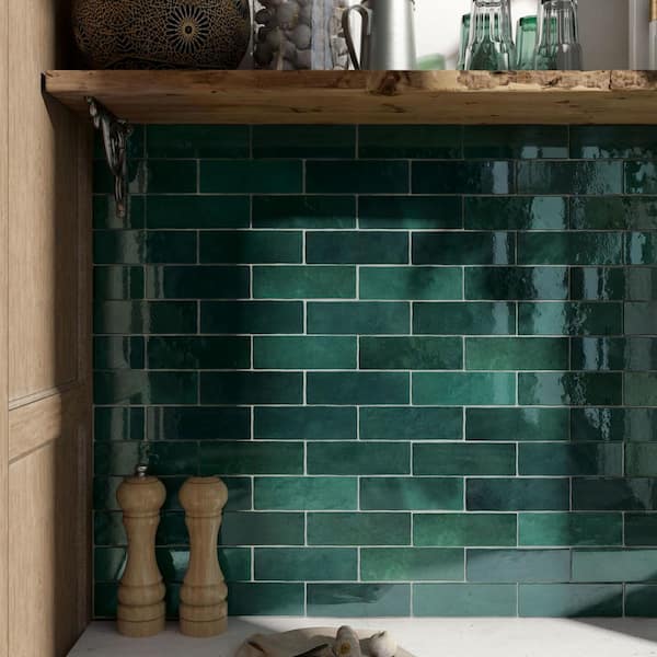 Cloe Rectangle Glossy Green 2 in. x 8 in. Ceramic Wall Tile (10.64 sq. ft./Case) Cloe Rectangle Glossy Green 2 in. x 8 in. Ceramic Wall Tile (10.64 sq. ft./Case)
