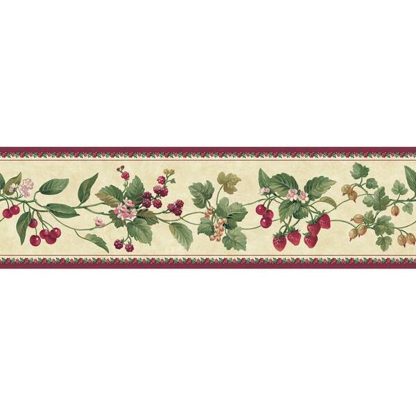 The Wallpaper Company 8 in. x 10 in. Purple Berry and Floral Border Sample