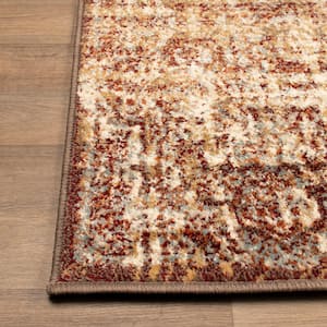 Salford Maroon 8 ft. x 10 ft. Rectangle Floral Medallion Abstract Polypropylene Area Rug