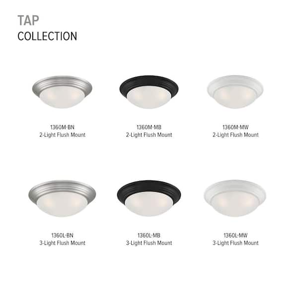 Designers Fountain - Tap 14 in. Transitional Matte White Medium-Base (E26) Bulb Flush Mount for Kitchens