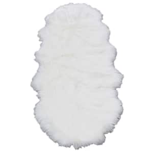 2 ft. x 6 ft. White Faux Fur Area Rug Luxuriously Soft and Eco Friendly