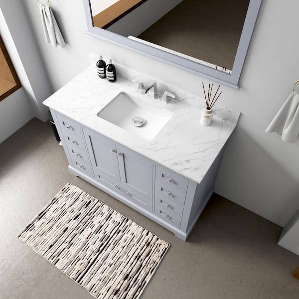 Dukes 48 in. W x 22 in. D Dark Grey Single Bath Vanity and Carrara Marble Top