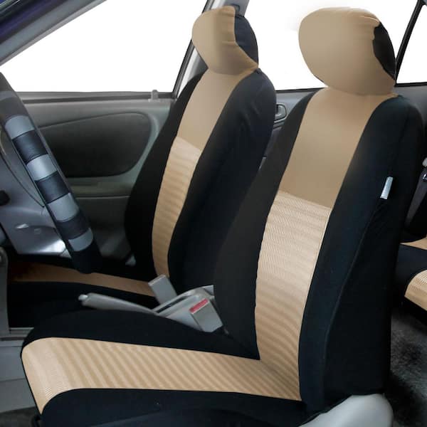 FH Group Fabric 47 in. x 23 in x 1 in. Deluxe 3D Air Mesh Front Seat Covers, Beige