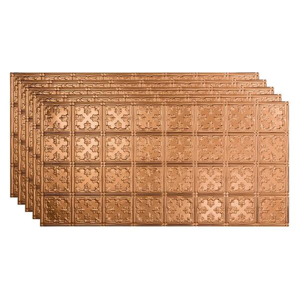 Fasade Traditional #10 2 ft. x 4 ft. Glue Up Vinyl Ceiling Tile in Polished Copper (40 sq. ft.)