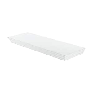 PROFILE 23.6 in. x 7.9 in. x 1.8 in. White MDF Floating Decorative Wall Shelf with Brackets