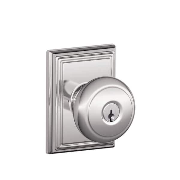 Schlage Andover Bright Chrome Keyed Entry Door Knob with Addison Trim