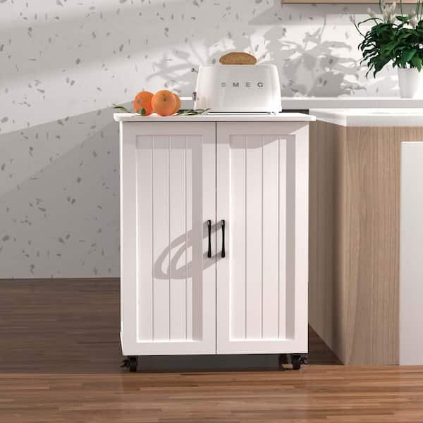 Unbranded White Movable Kitchen Pantry Storage Cabinet with 5-Tier Organizers, Coffee Bar Cabinet Buffet Sideboard Cabinets